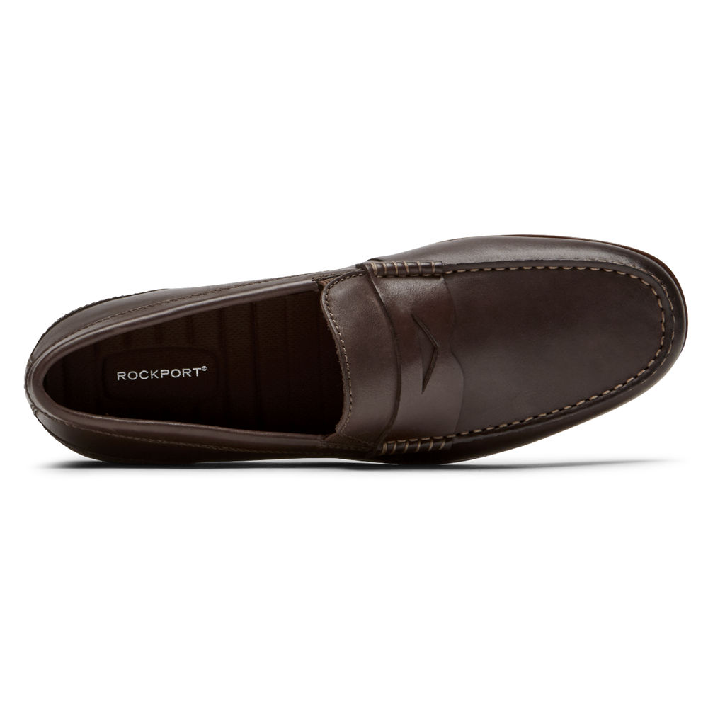 Slip-Ons Rockport Hombre Mexico - Malcom Penny Marrom Oscuro - XCVRF0742